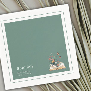  New Chapter Storybook Baby Shower Green Sage  Napkin