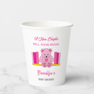 New Chapter Storybook Baby Shower Pink Teddy Bear Paper Cups