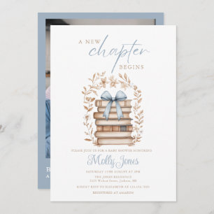 New Chapter Storybook Blue Baby Shower Photo Invitation