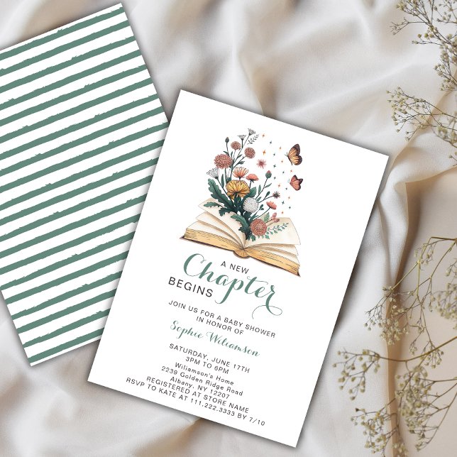 New Chapter Storybook Book Flowers Baby Shower  Invitation (Creator Uploaded)