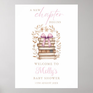New Chapter Storybook Pink Baby Shower Welcome Poster