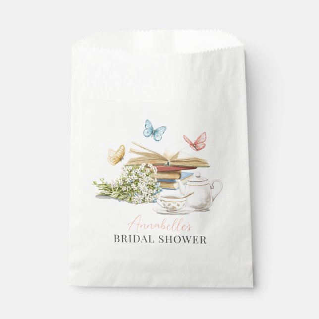 New Chapter Tea Set Butterflies Book Bridal Shower Favour Bag (Front)