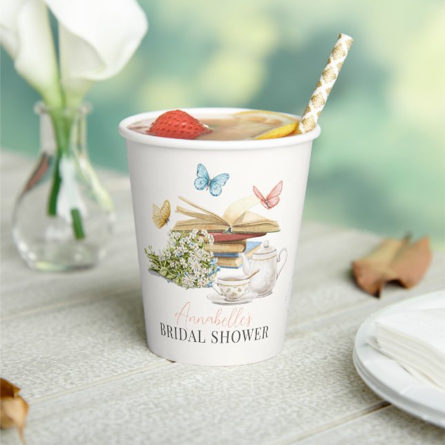 New Chapter Tea Set Butterflies Book Bridal Shower Paper Cups (Insitu)