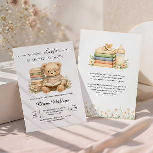 New Chapter Teddy Bear Storybook Baby Shower Invitation