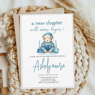 New Chapter Teddy blue boy baby shower Bear Thank You Card