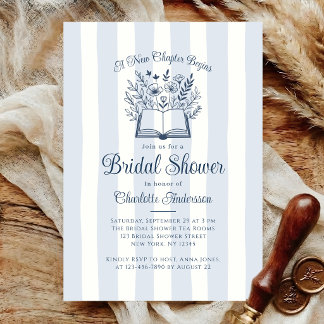 New Chapter Wildflowers Blue Bridal Shower Invitation