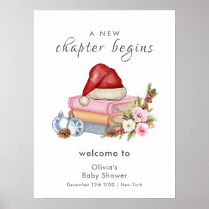 New Chapter Winter Floral Baby Shower Welcome Poster