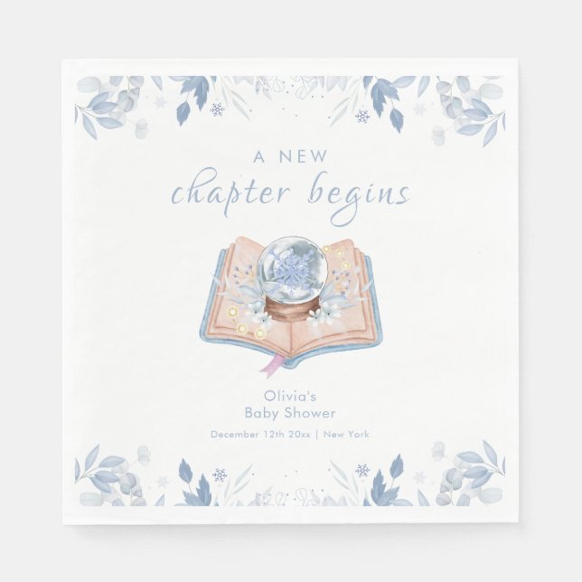 New Chapter Winter Floral Snowball Baby Shower  Napkin (Front)