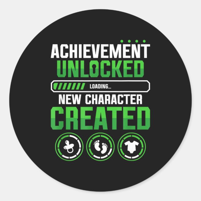 New Character D Gamer Pregnancy Announcement  Classic Round Sticker (Front)