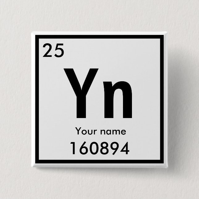 New chemical Element 15 Cm Square Badge (Front)