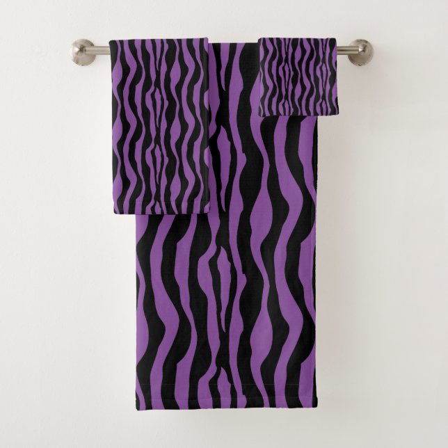 *New* Chic Purple Zebra Print Towel Set (Insitu)