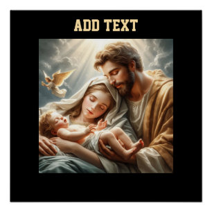 New Christmas Baby Born Flying Angel Text Glossy Poster