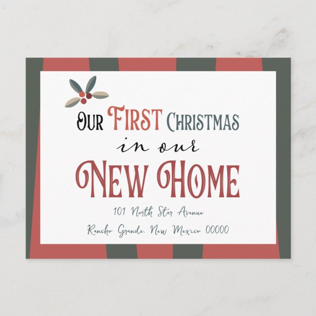New Christmas New Home Change of Address Announcement Postcard (Front)