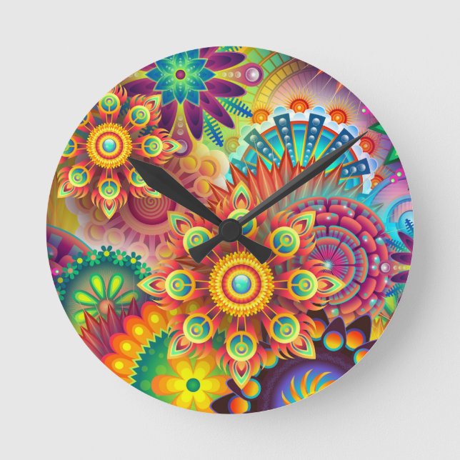 New Colourful Abstract BackGround Round Clock (Front)