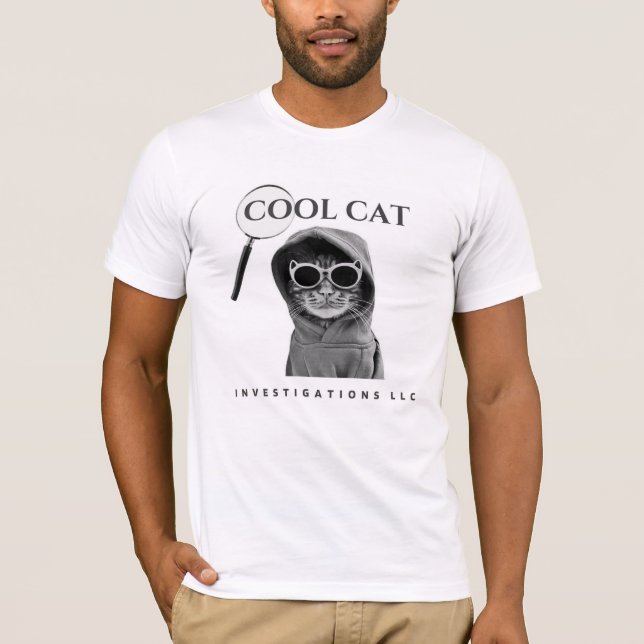 New Cool Cat logo with mag glass tee (Front)
