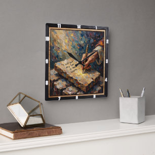 New Covenant: Law Inscribed Square Wall Clock