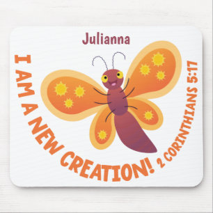 New creation cute butterfly cartoon bible verse mouse pad