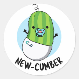 New-cumber Funny Veggie Cucumber Pun  Classic Round Sticker