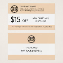 New Customer Discount Coupon Card