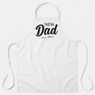New Dad 1st Time Father White Script Custom Chef Apron
