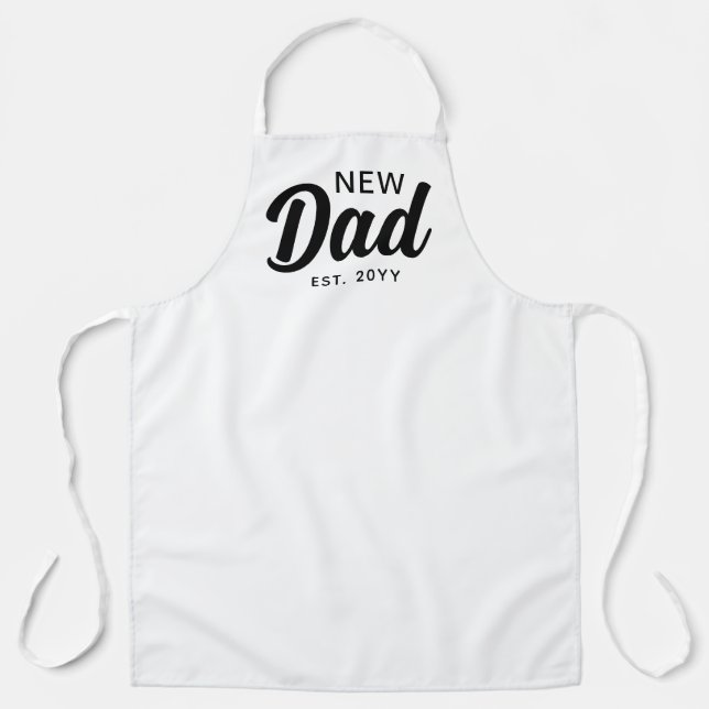 New Dad 1st Time Father White Script Custom Chef Apron (Front)
