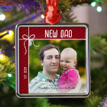 New Dad and Baby First Christmas Photo Metal Ornament<br><div class="desc">A personalised ornament to celebrate your first year as a dad is such a heartfelt way to cherish those precious memories. Personalise this charming Christmas ornament with a photo of you and your baby,  and your baby's name and birth date.</div>