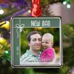 New Dad and Baby First Christmas Photo Metal Ornament<br><div class="desc">A personalised ornament to celebrate your first year as a dad is such a heartfelt way to cherish those precious memories. Personalise this charming Christmas ornament with a photo of you and your baby,  and your baby's name and birth date.</div>