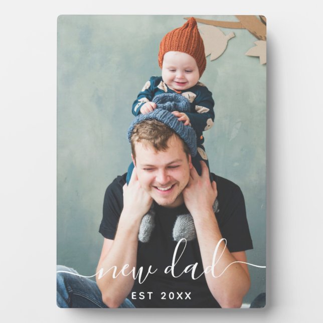 New Dad And Baby Photo Keepsake Plaque (Front)