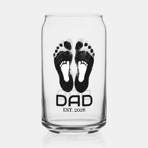 New Dad Baby Footprints Established Date  Can Glass