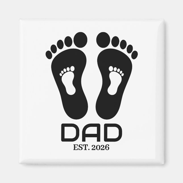 New Dad Baby Footprints Established Date  Magnet (Front)