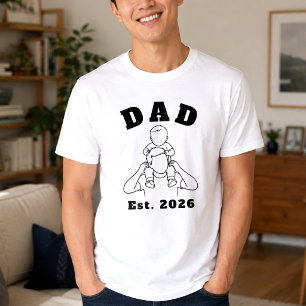 New Dad Baby Shoulder Line Art T-Shirt