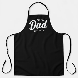 New Dad Black And White Script Custom Chef Apron