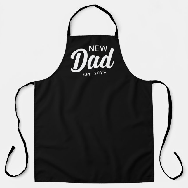 New Dad Black And White Script Custom Chef Apron (Front)