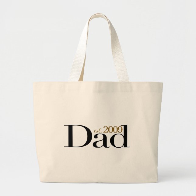 New Dad Est 2009 Large Tote Bag (Front)