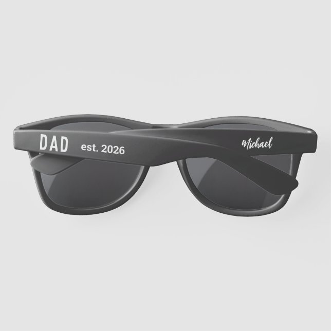 New Dad - est.2026 - personalised blue Sunglasses (Back)