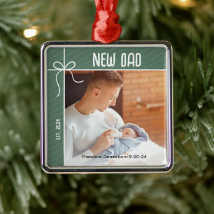 New Dad First Christmas Photo Metal Ornament