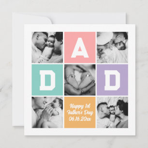 New Dad First Father's Day Family Photo Grid Holiday Card