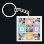 New Dad First Father's Day Family Photo Grid Key Ring<br><div class="desc">Personalised Father's Day gift for your dad to celebrate Father's Day. Whether it's for a new dad, stepdad, old and classic dad, or dad-to-be, the custom text function will get you covered. You can change the text to your desired wording and upload your own custom photo. Get something memorable and...</div>