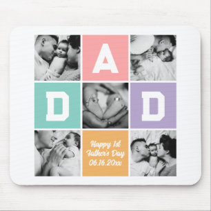 New Dad First Father's Day Family Photo Grid Mouse Pad