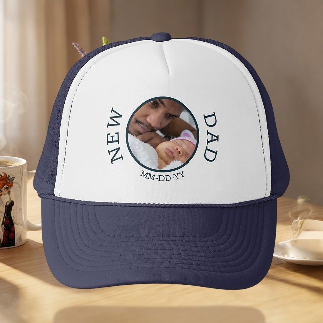 New Dad First Time Dad Custom Photo Personalized Trucker Hat (Creator Uploaded)