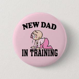 New Dad Girl 6 Cm Round Badge