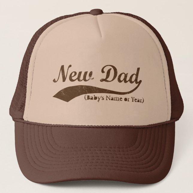 New Dad Hat, Personalised s Name or Year Trucker Hat (Front)