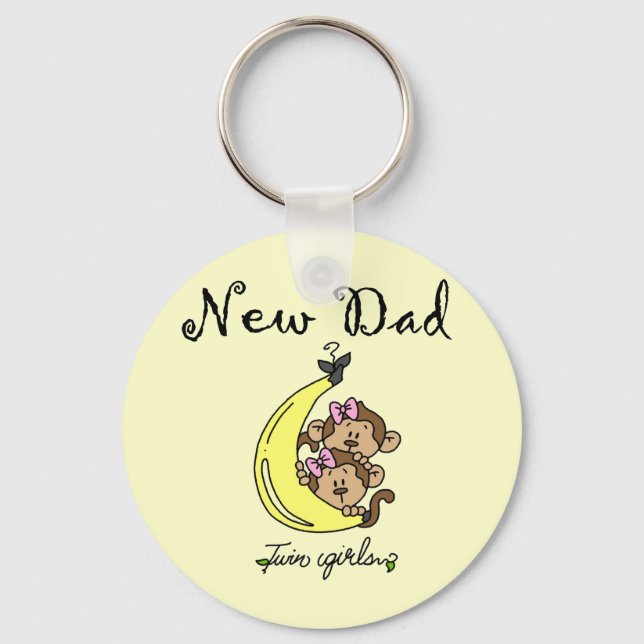 New Dad of Twin Girls Tshirts and Gifts Key Ring (Front)