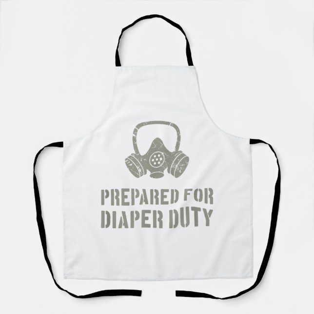 New Dad Prepared For Diaper Duty Funny Apron (Front)