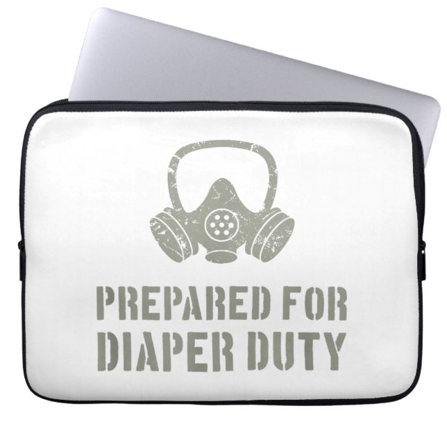 New Dad Prepared For Diaper Duty Funny Laptop Sleeve (Front)