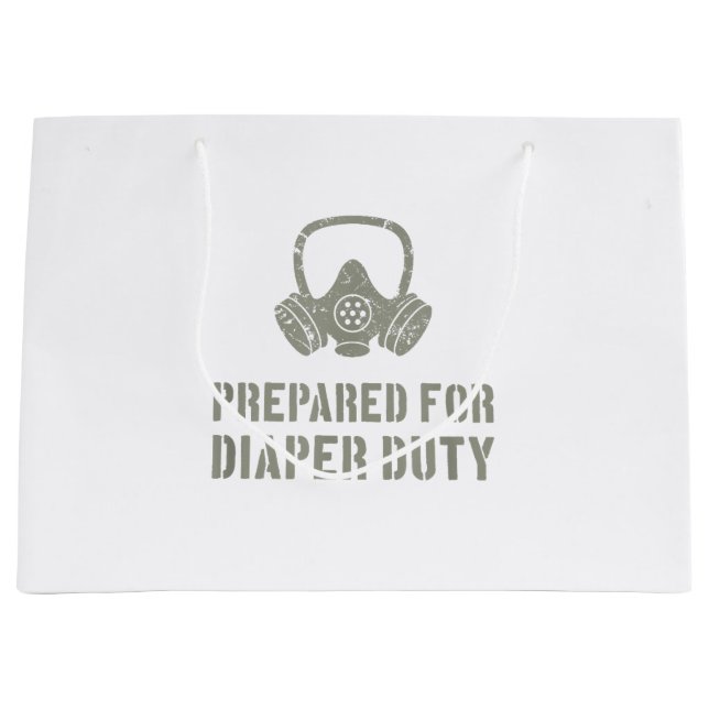 New Dad Prepared For Diaper Duty Funny Large Gift Bag (Front)