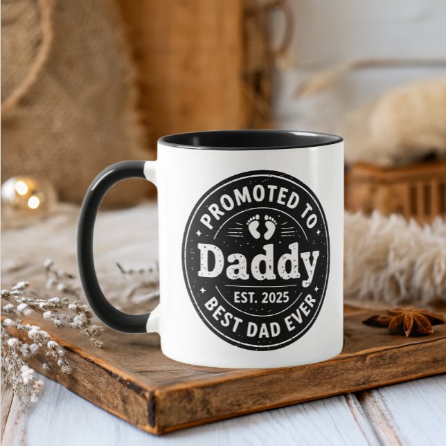 New Dad Promoted to Daddy Father Gift Simple Mug (Creator Uploaded)