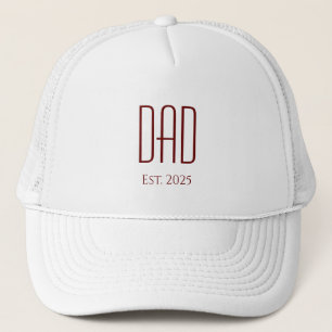 New Dad Simple Father's Day Red Typography Trucker Hat