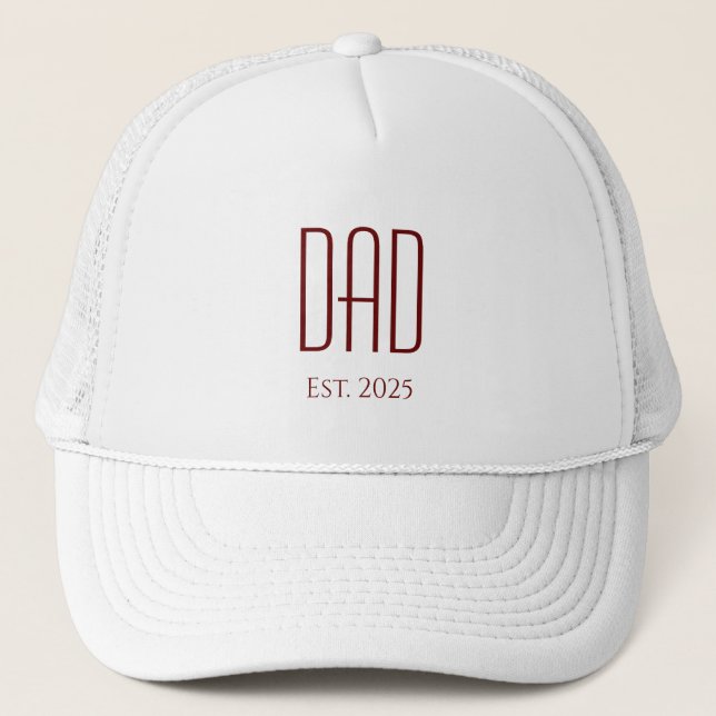 New Dad Simple Father's Day Red Typography  Trucker Hat (Front)
