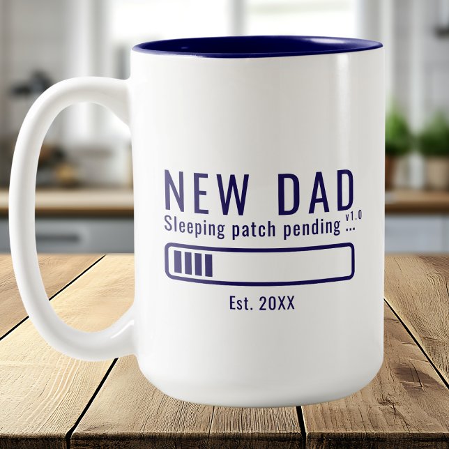 New Dad Sleeping Patch Bold Typography Two-Tone Coffee Mug (Creator Uploaded)